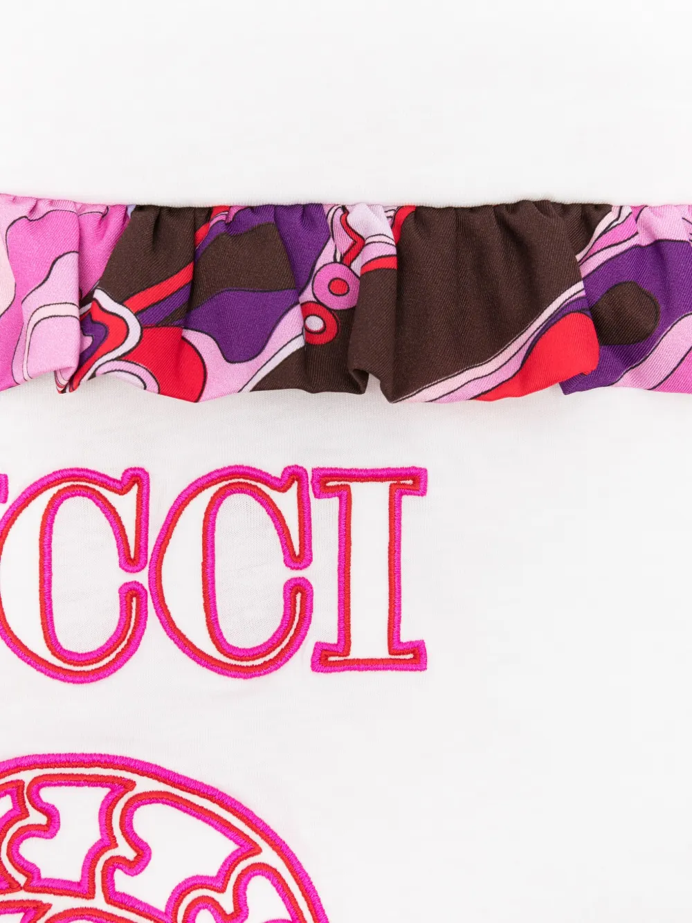 PUCCI Junior ruffled logo-print blanket Wit