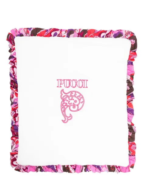 PUCCI Junior ruffled logo-print blanket