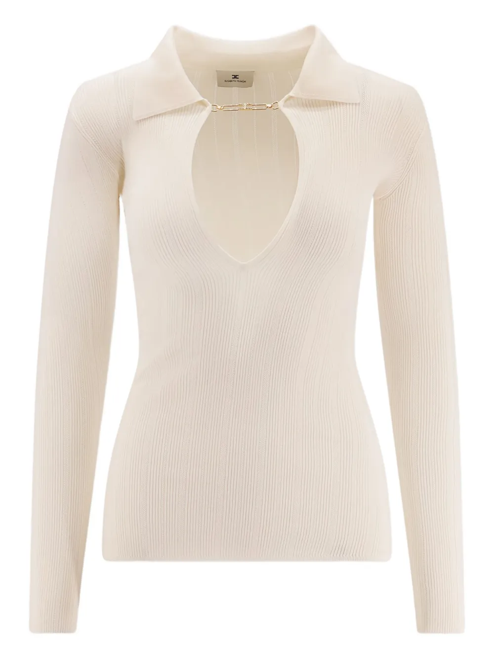 Elisabetta Franchi polo-neck chain-detail top Beige