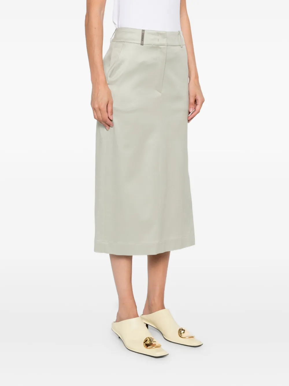 Peserico Side-slit Midi Pencil Skirt In Green