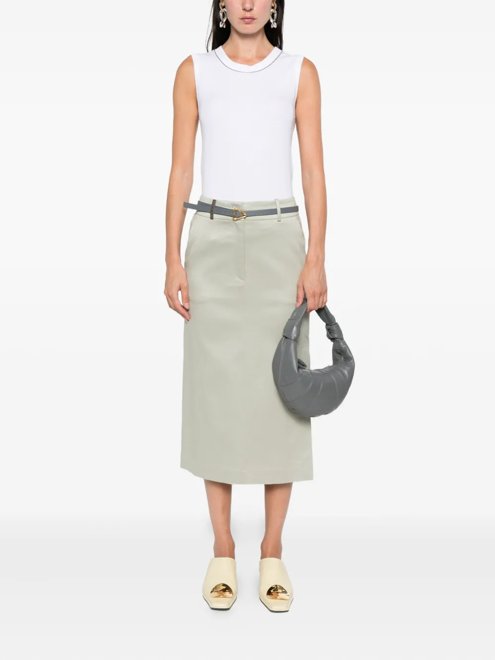 Peserico Side-slit Midi Pencil Skirt In Green
