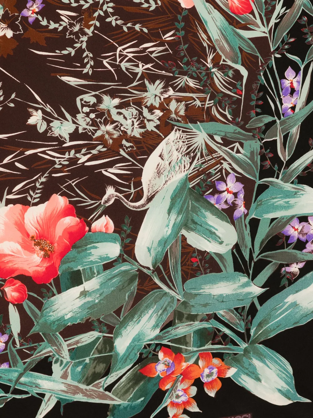 Pre-owned Gucci 1970s Floral Silk Scarf In Brown