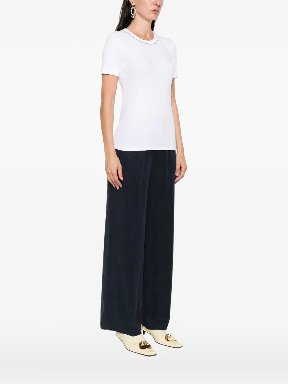Peserico Chain Link-trim T-shirt In White