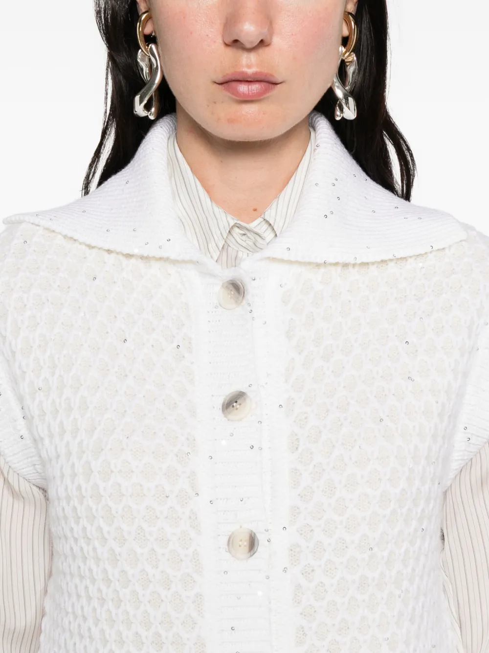 Peserico embellished buttoned vest Beige