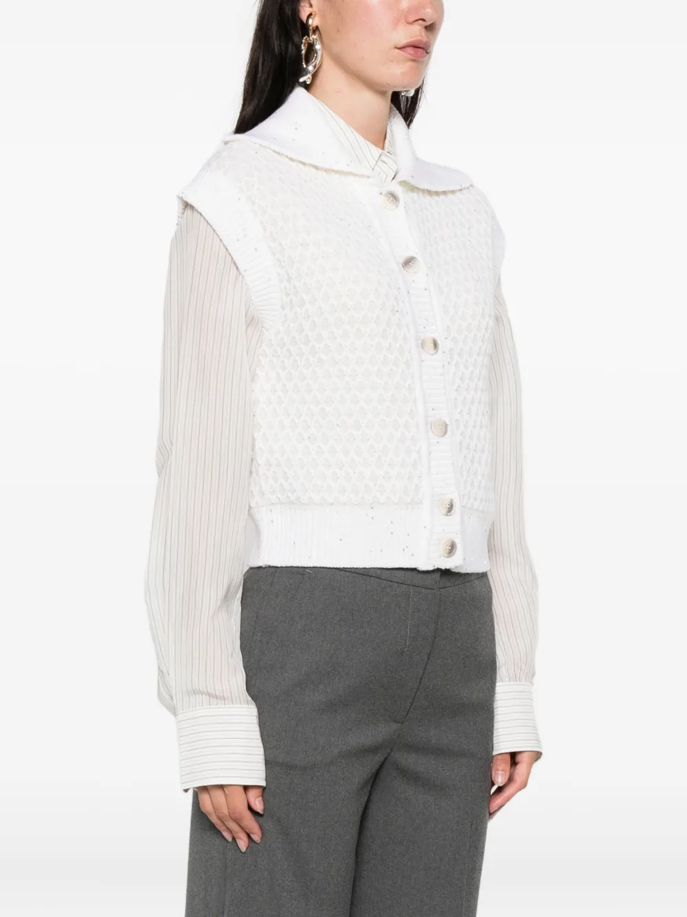 Peserico embellished buttoned vest Beige