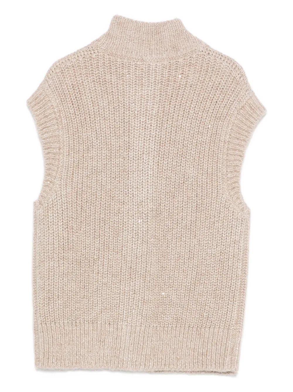 Peserico high-neck sequin-detail knit vest Beige