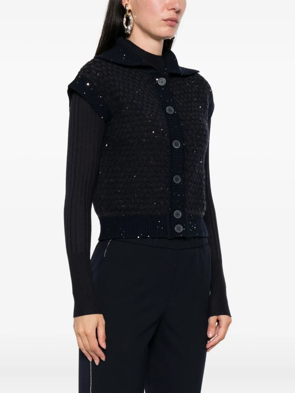 Peserico embellished buttoned vest Blauw