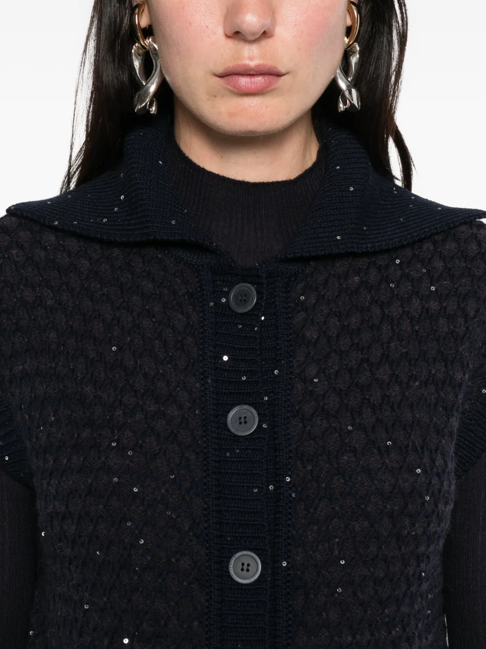 Peserico embellished buttoned vest Blauw