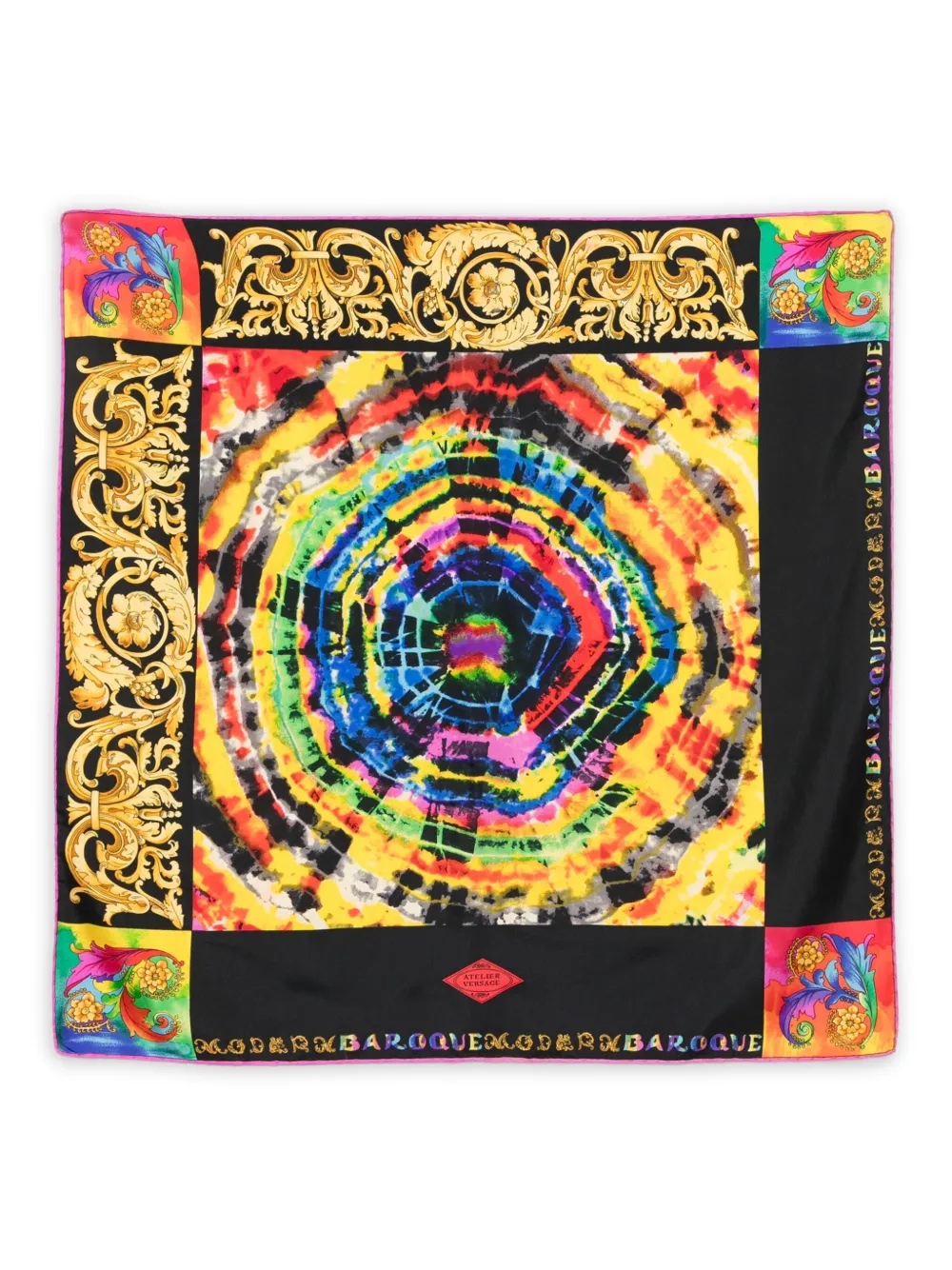 Versace Pre-Owned 1990s baroque tie-dye scarf | Black | Image 1