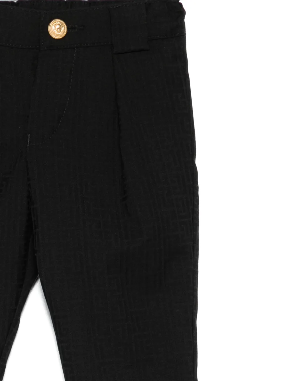 Balmain Kids pleated logo-patterned trousers Zwart