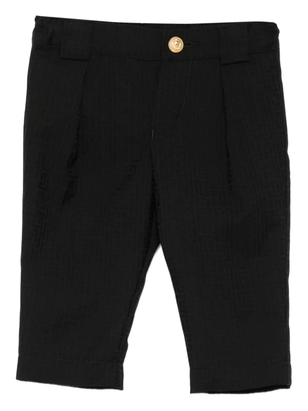 Balmain Kids pleated logo-patterned trousers Zwart