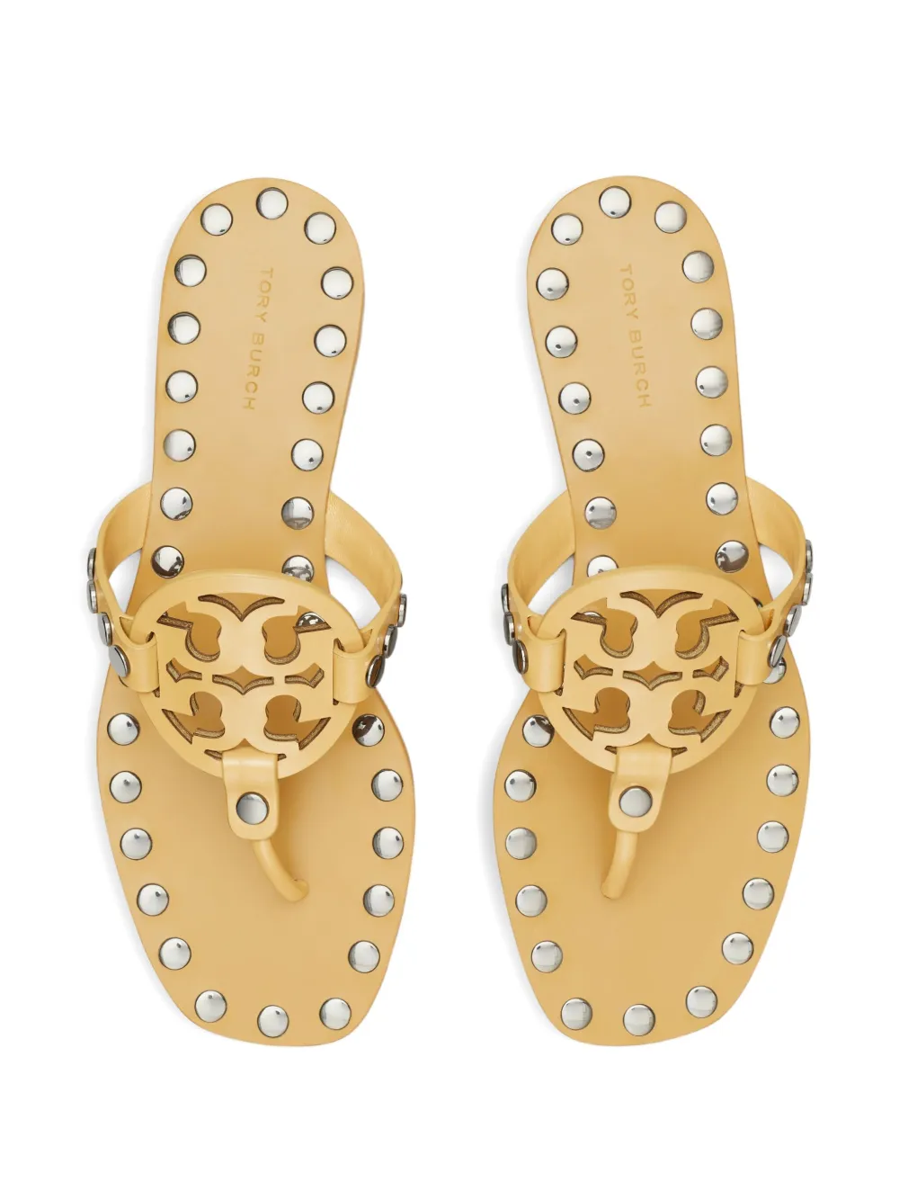 Tory Burch Miller studded leather flat sandals Yellow
