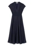 Tory Burch pinstripe-pattern smocked midi dress - Blue