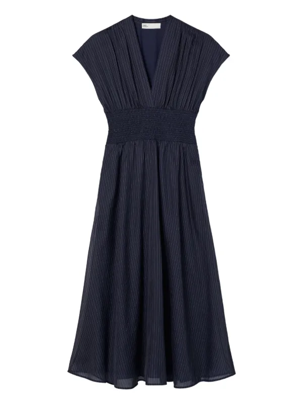 knee length dresses for ladies Medium Navy Smocked Cotton Dress main image 0