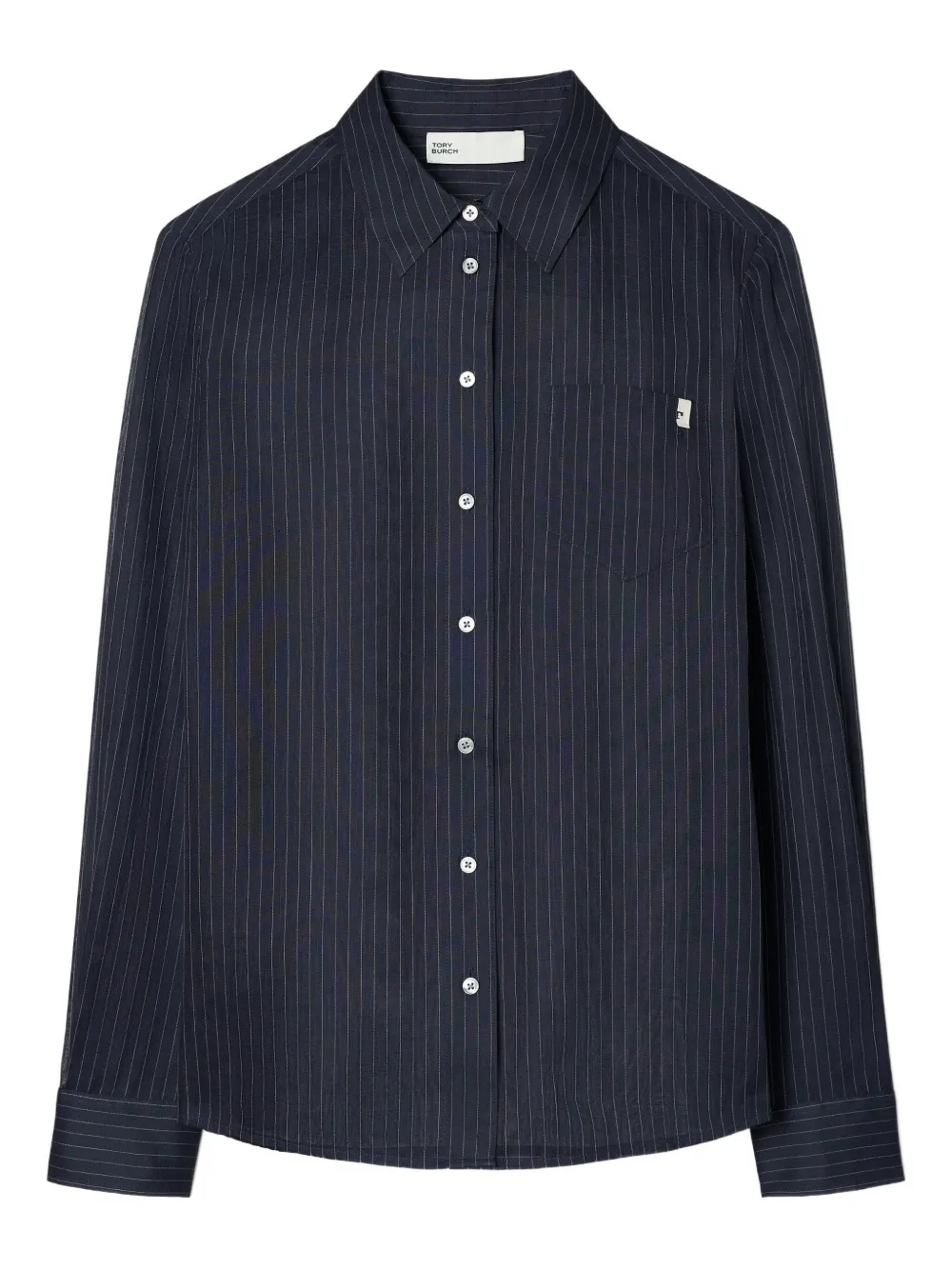 Tory Burch Pinstripe Button-up Shirt In Blue