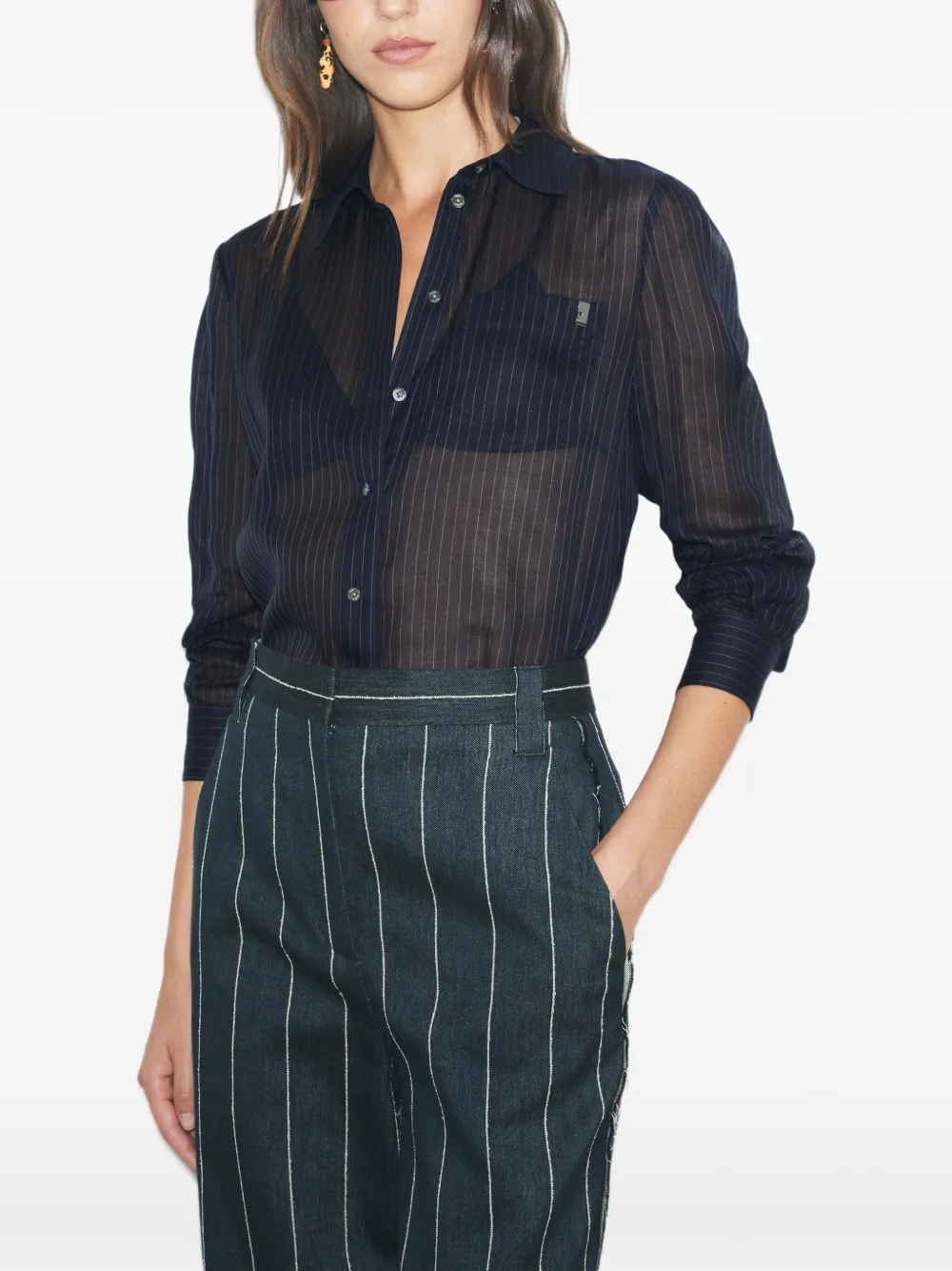 Tory Burch Blouse met krijtstreep Blauw