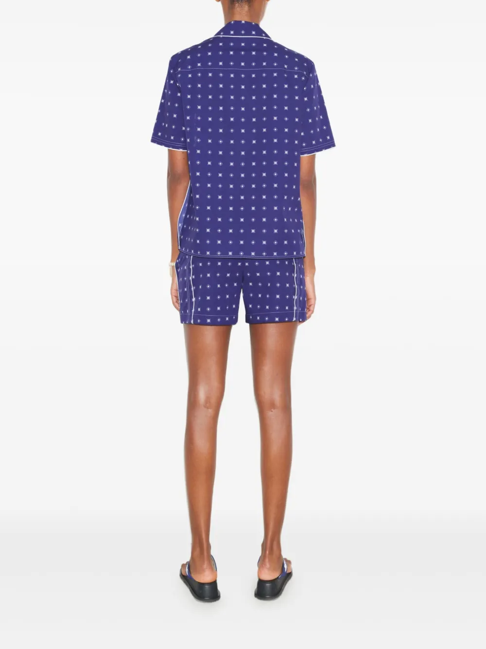 Tory Burch Blouse met campkraag en patroon Blauw