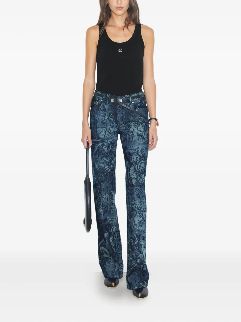 Tory Burch Flared jeans met print Blauw