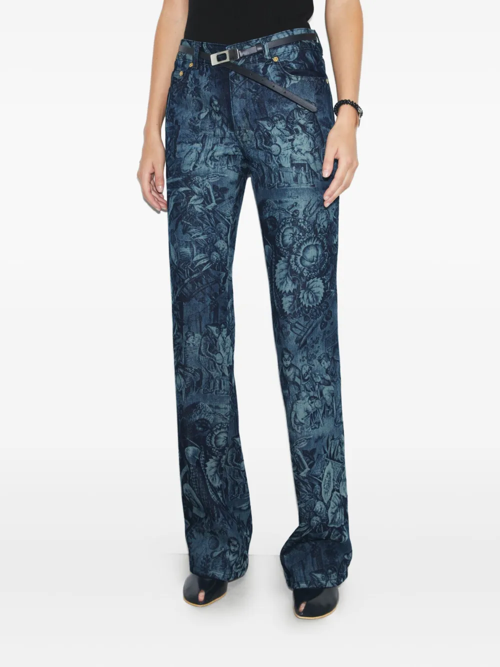Tory Burch Flared jeans met print Blauw