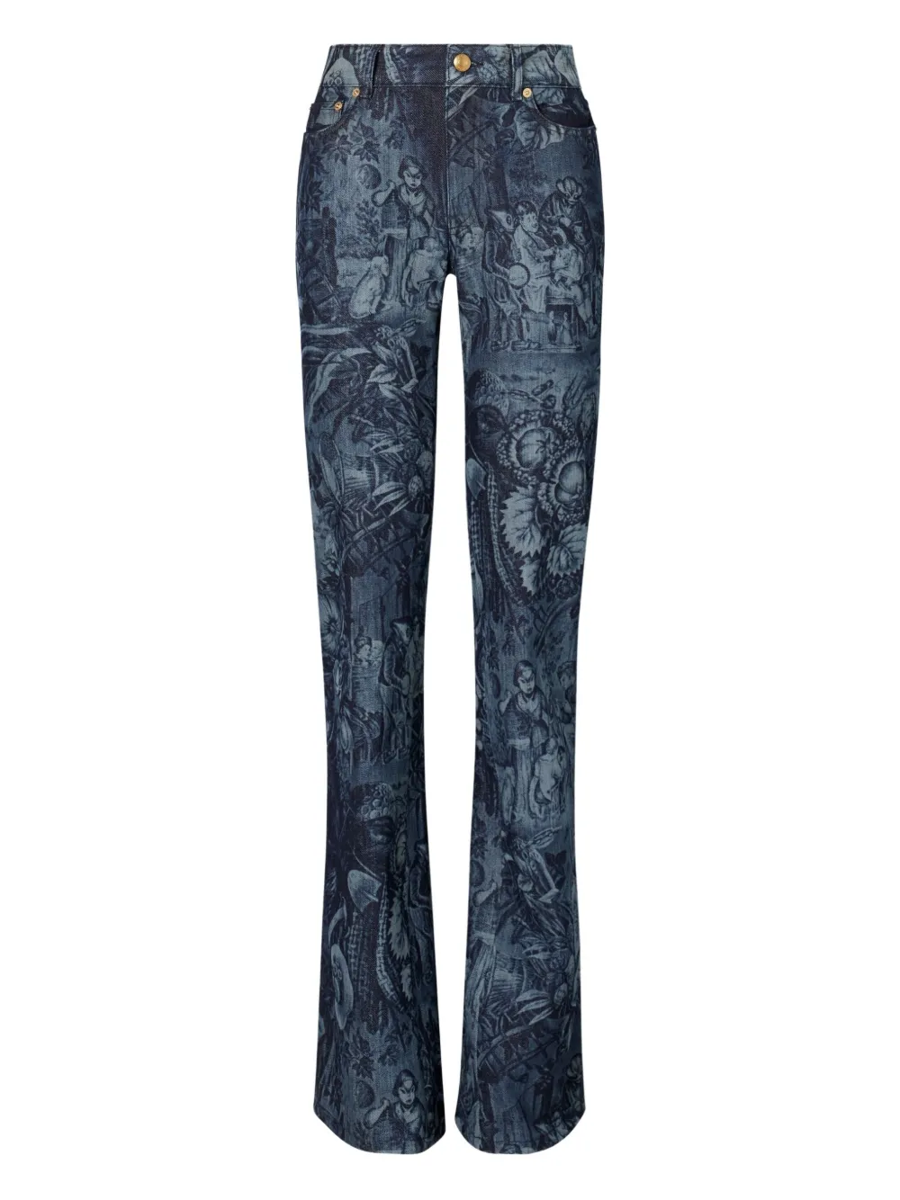 Tory Burch Flared jeans met print Blauw