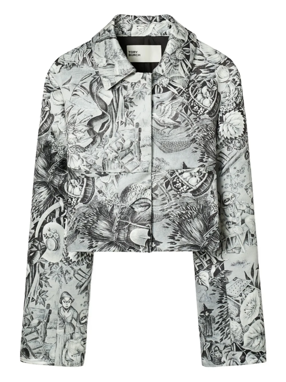 Tory Burch Cropped blazer met print Grijs