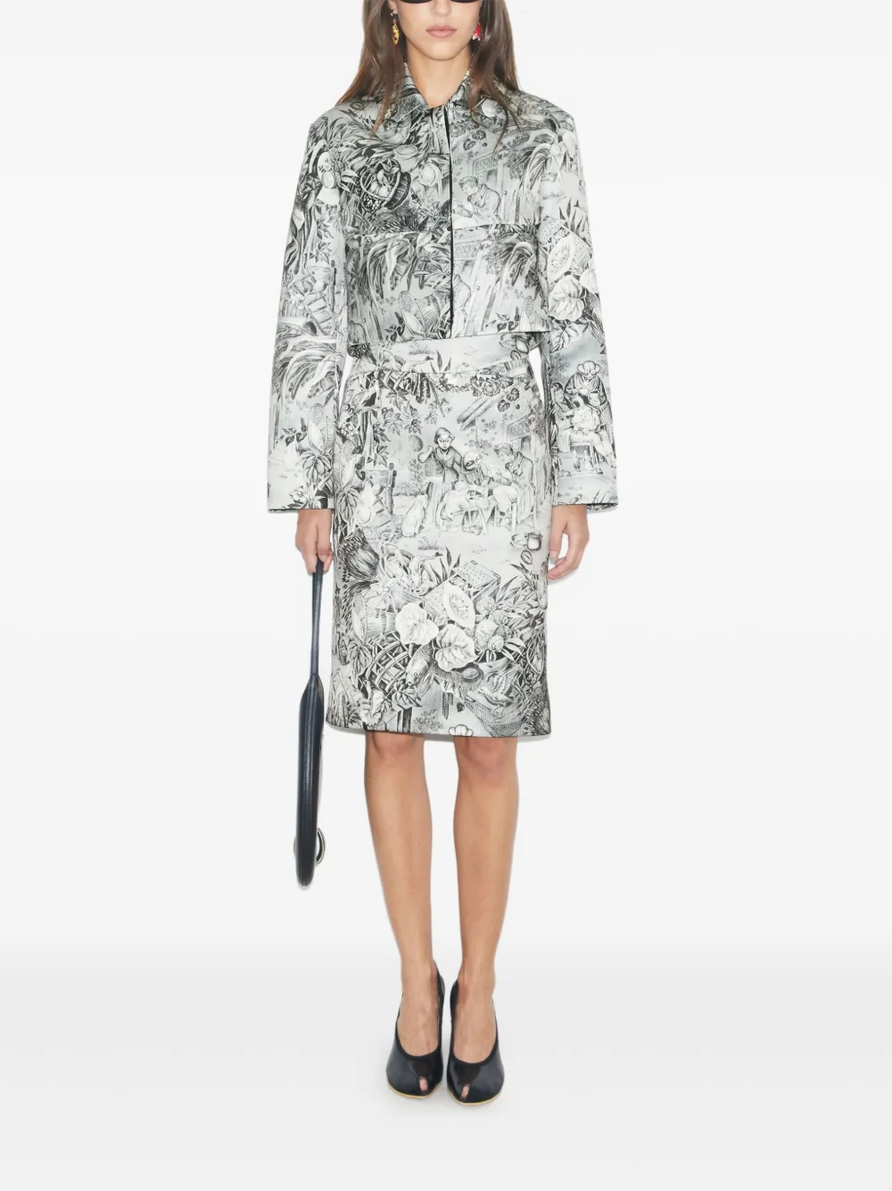 Tory Burch Cropped blazer met print Grijs