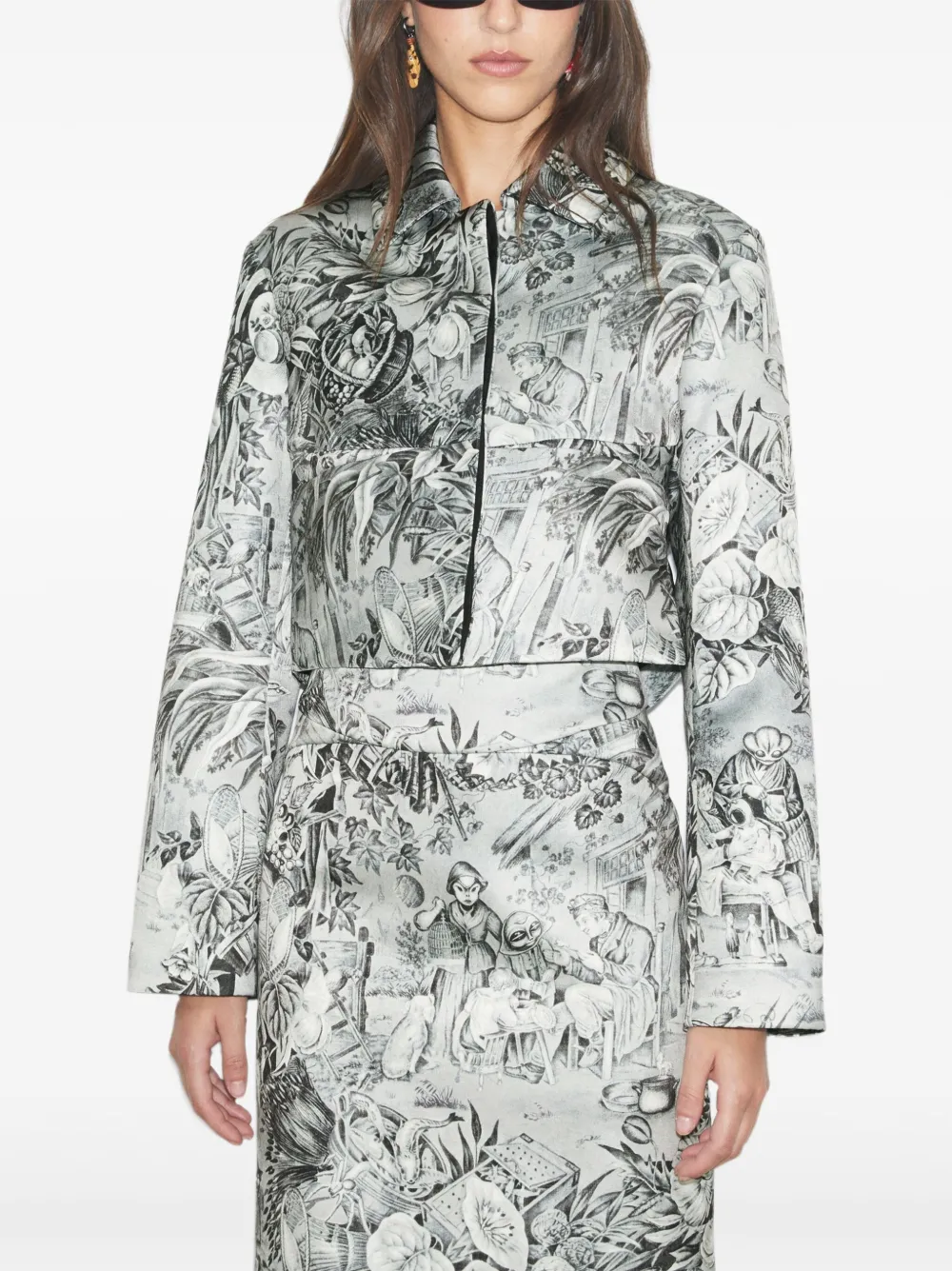 Tory Burch Cropped blazer met print Grijs