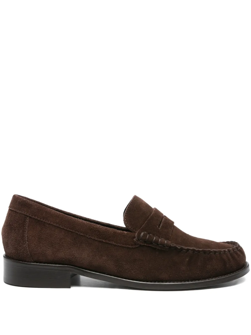 Paris Texas Suede Penny Loafers In Brown