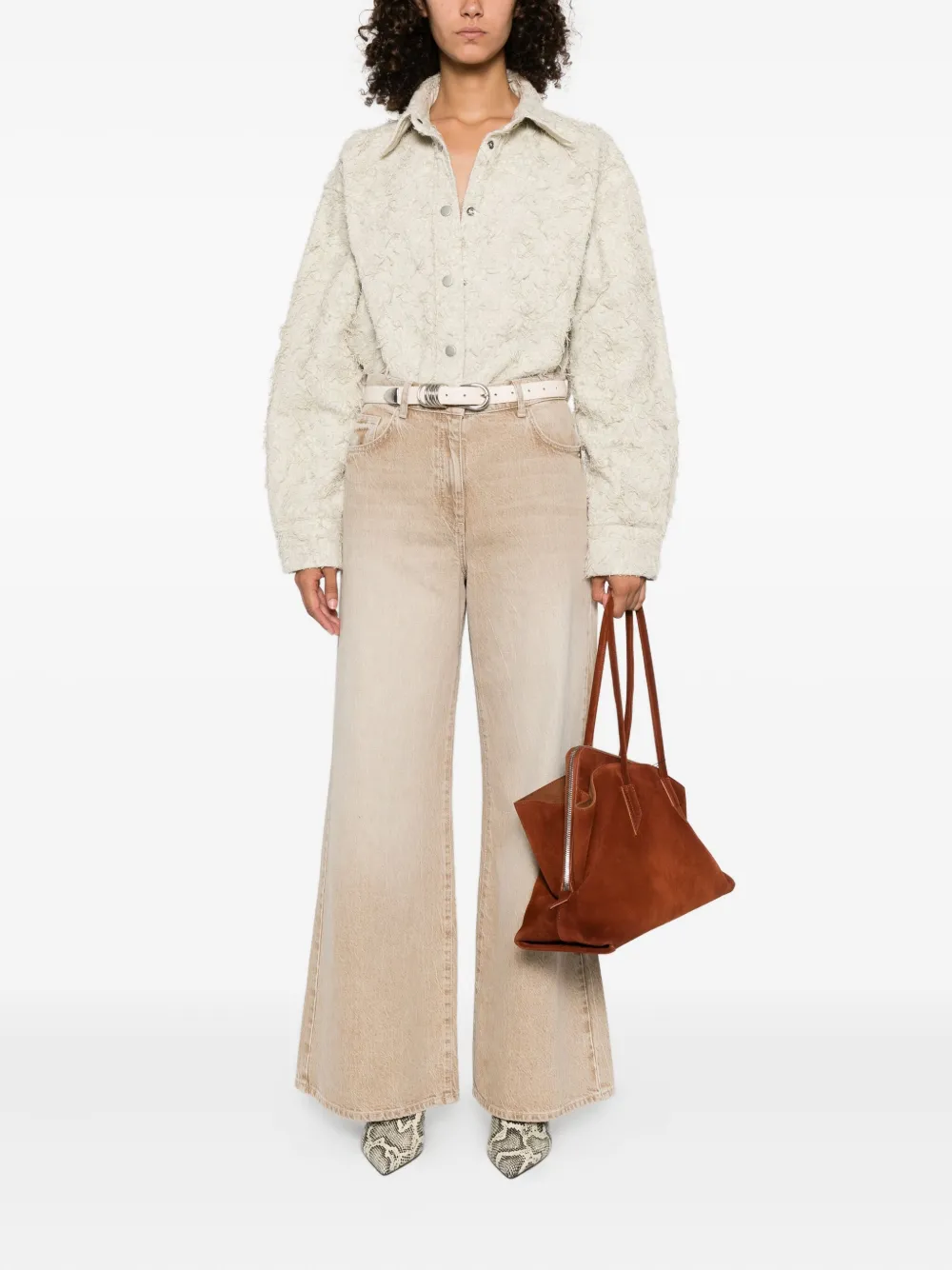Haikure Getextureerd blouse Beige