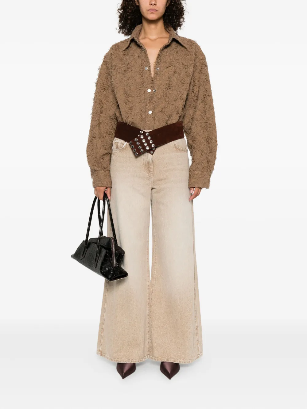Haikure Blouse met franje Bruin