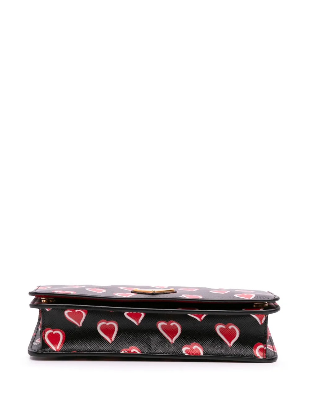 Pre-owned Prada 2000-2013 Saffiano Heart Print Wallet On Chain Crossbody Bag