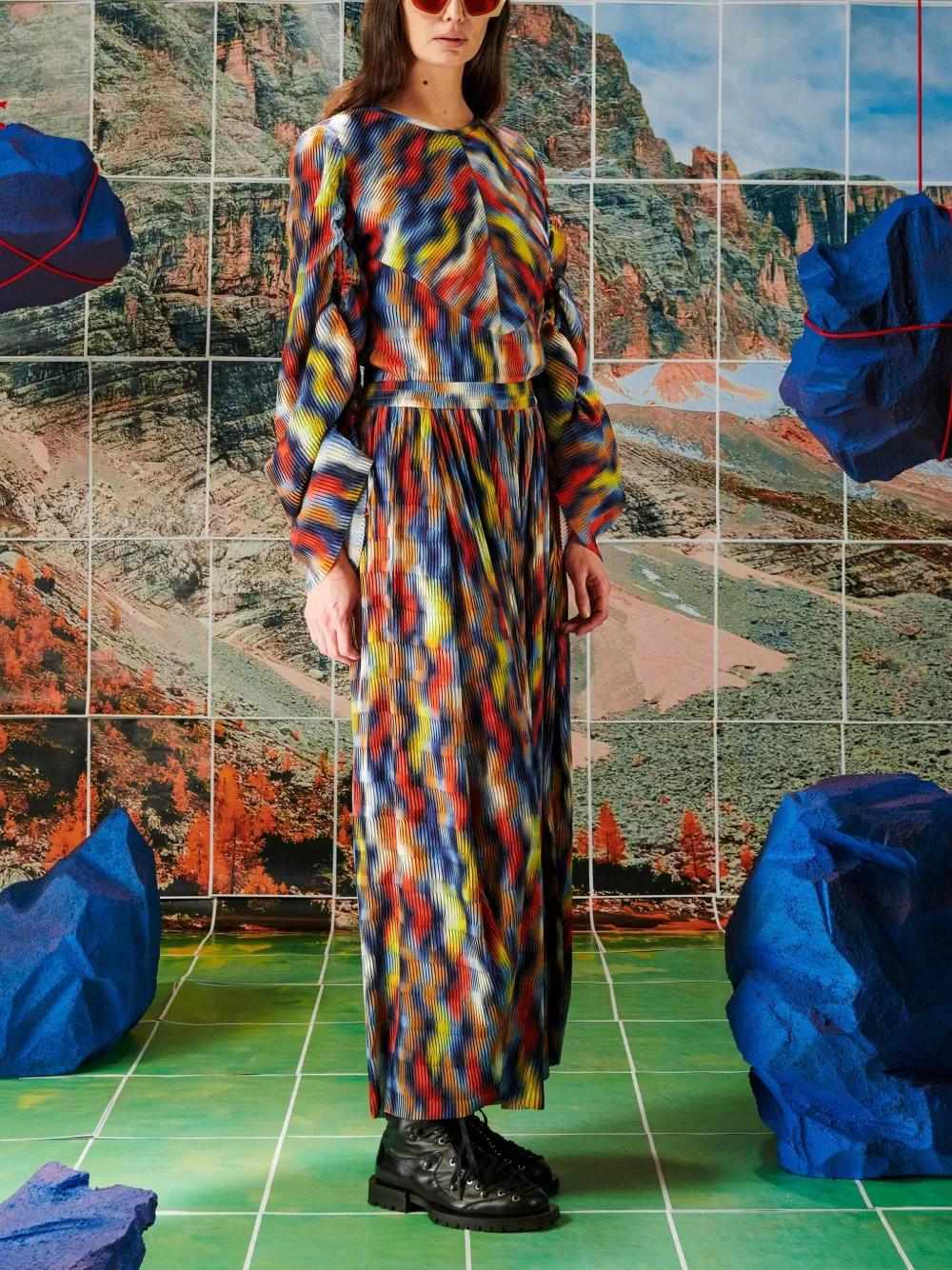 Henrik Vibskov O Pants palazzo broek met plissé effect Blauw