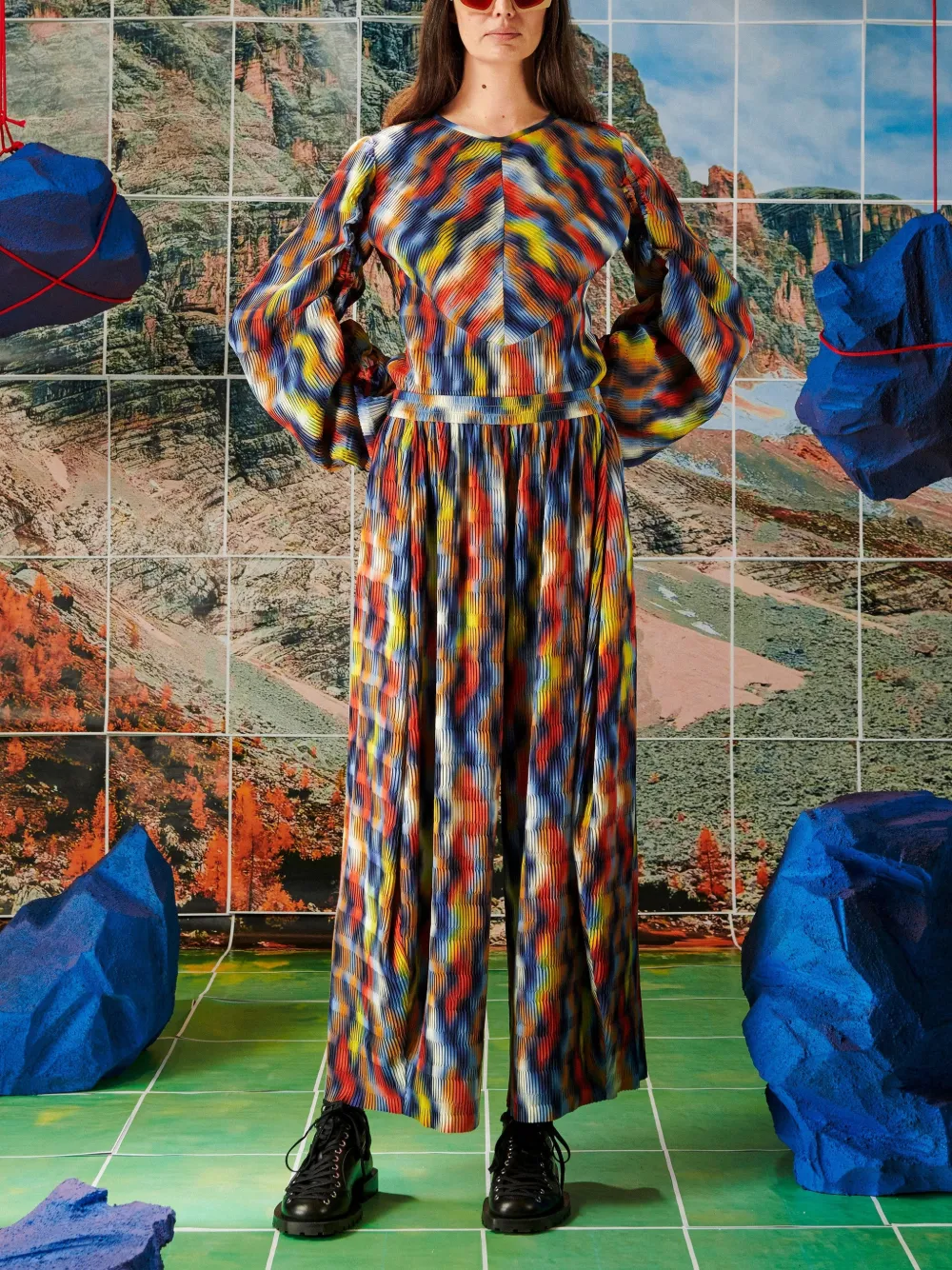 Henrik Vibskov O Pants palazzo broek met plissé effect Blauw
