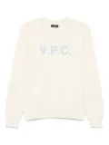 A.P.C. logo-print crew-neck sweater - Neutrals
