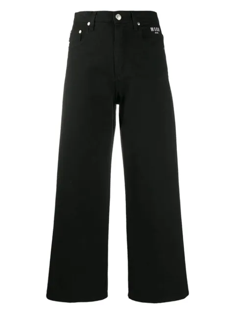 MSGM logo-detail wide-leg trousers