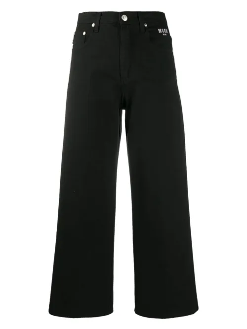 Logo-detail wide-leg trousers - MSGM - Modalova