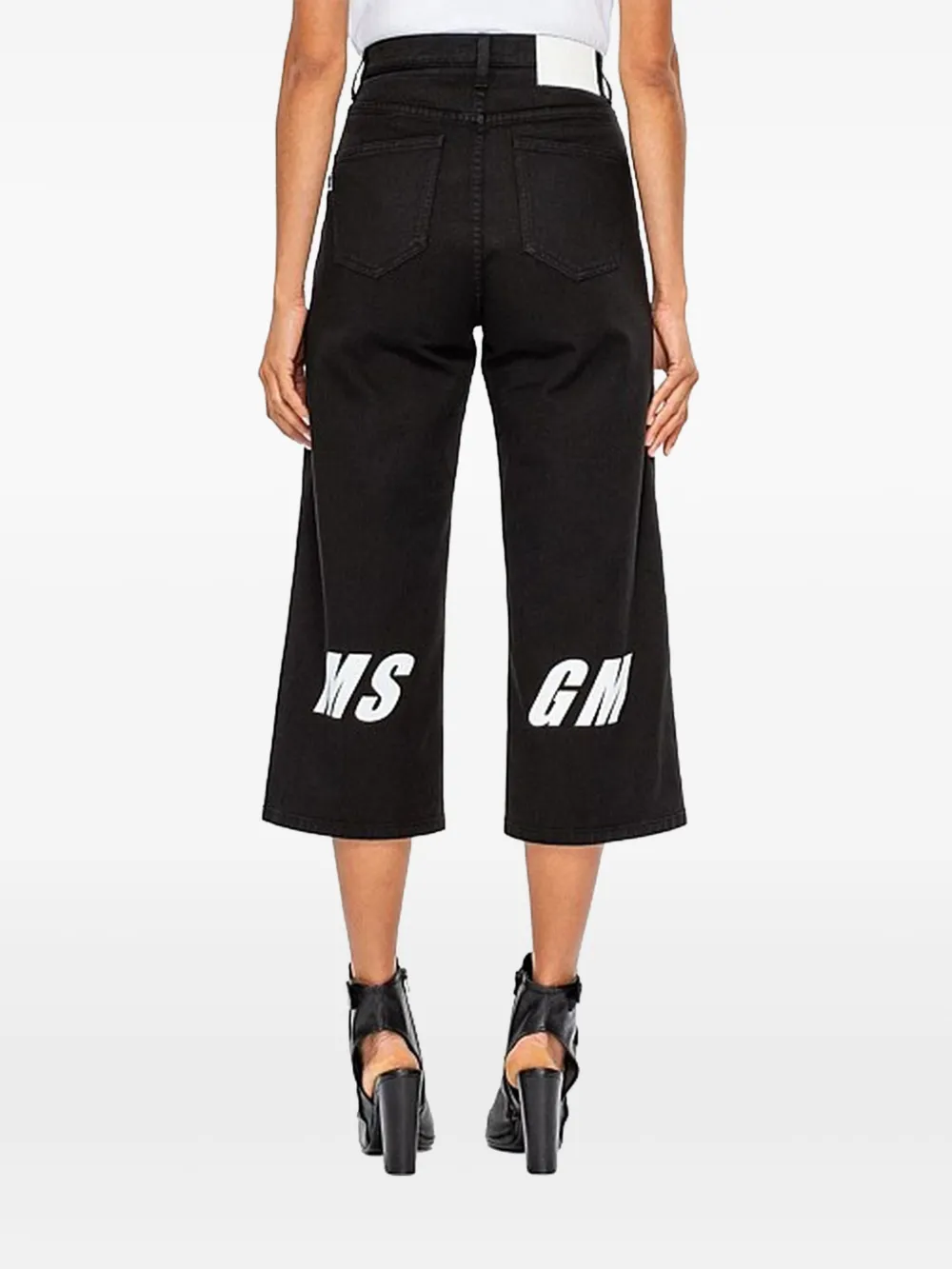 MSGM logo-detail wide-leg trousers - Zwart