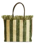 Rodebjer large Lidiya striped-pattern fringed tote bag - Green