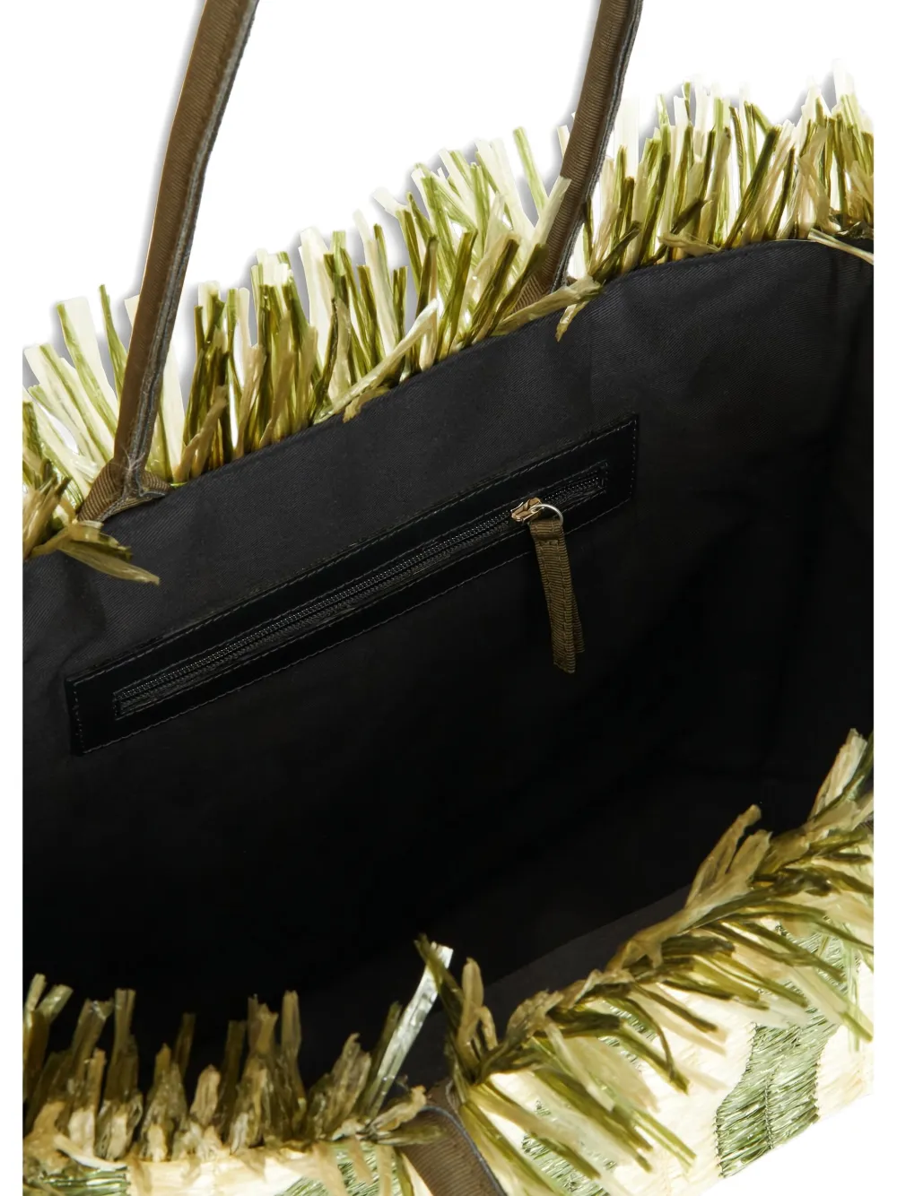 Rodebjer large Lidiya striped-pattern fringed tote bag Groen
