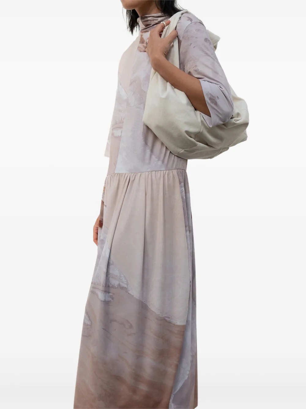 Low Classic abstract-print maxi dress Beige