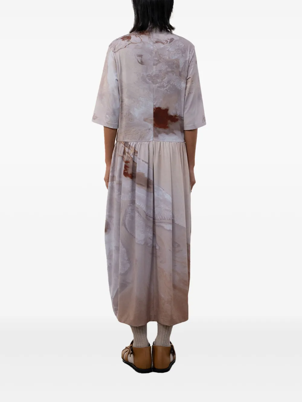 Low Classic abstract-print maxi dress Beige