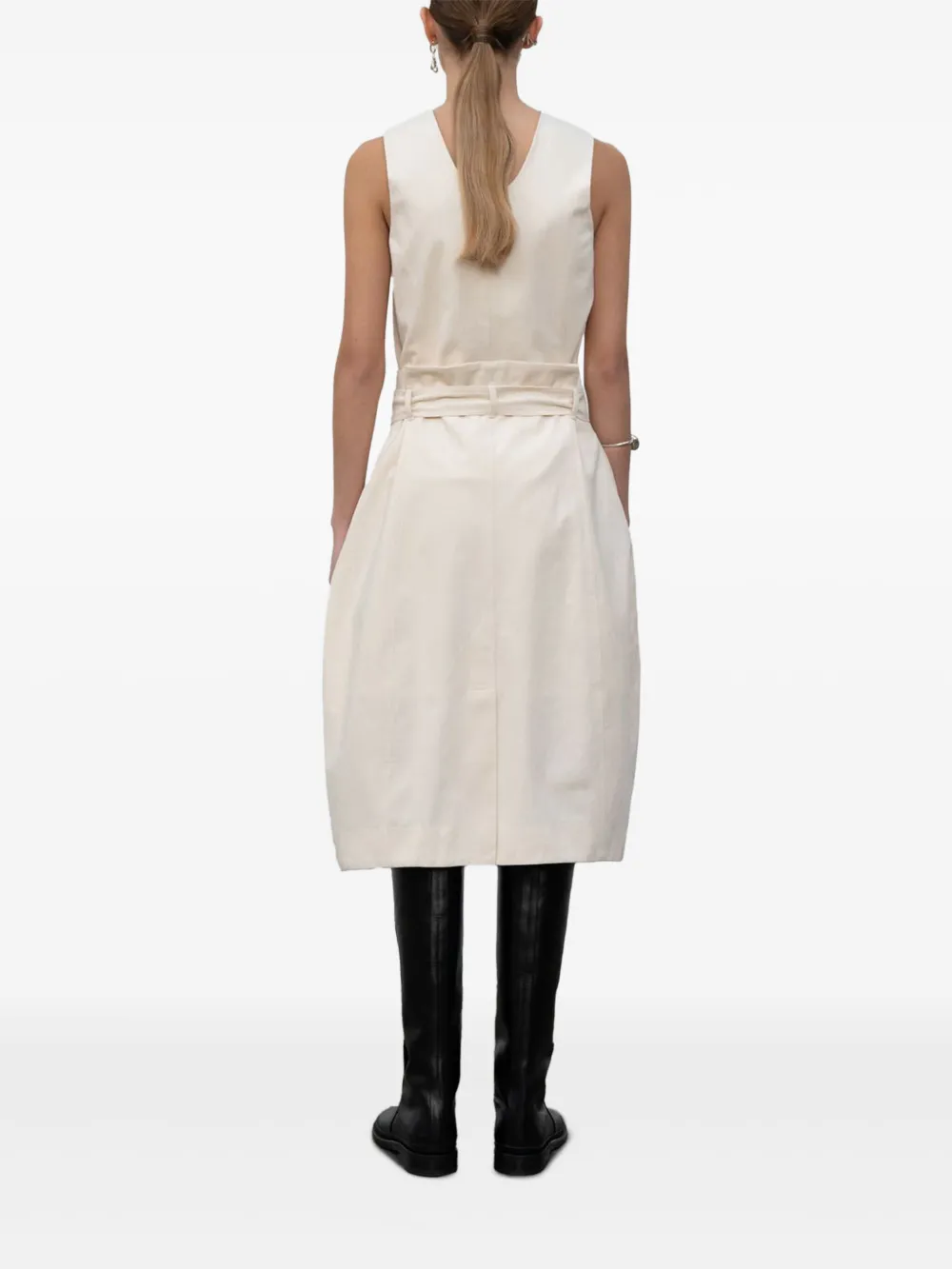 Low Classic button-front belted midi dress Wit