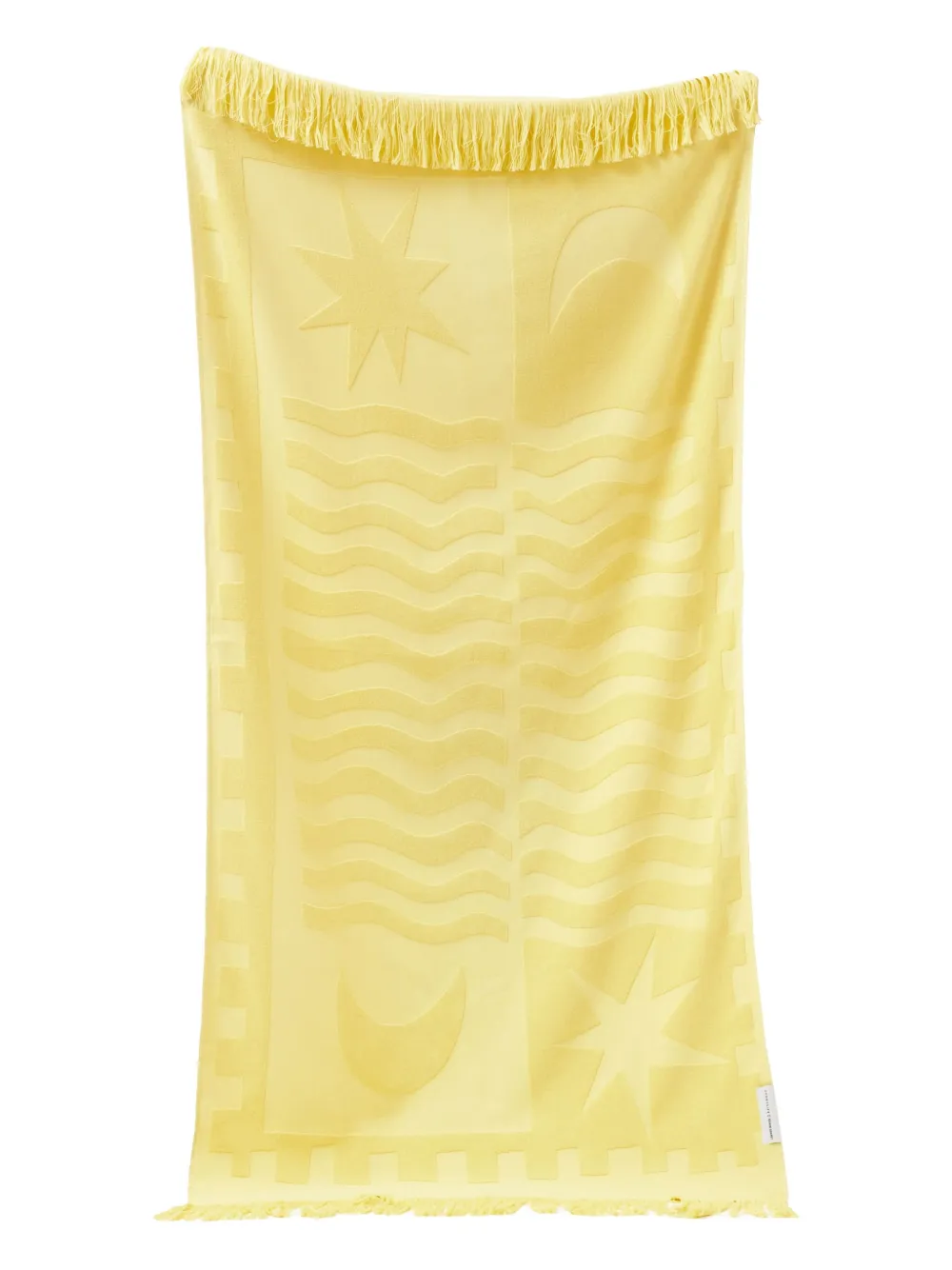 Sunnylife patterned fringed-trims towel - イエロー Sunnylife patterned fringed-trims towel - イエロー
