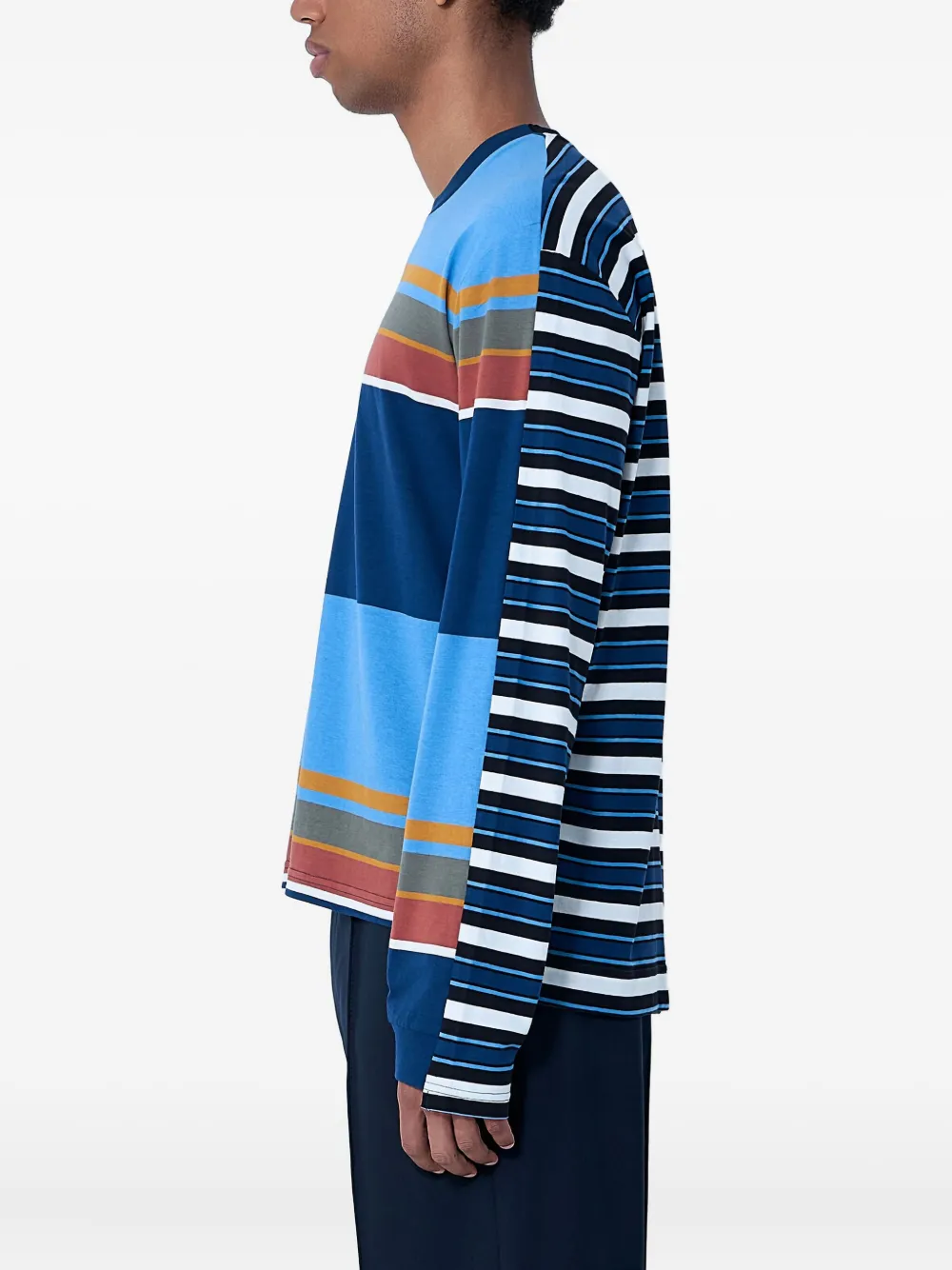 Marni Men Striped Logo Motif T-shirt In Blue