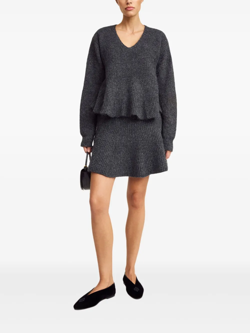 By Malene Birger Cova geribbelde trui met V-hals Grijs