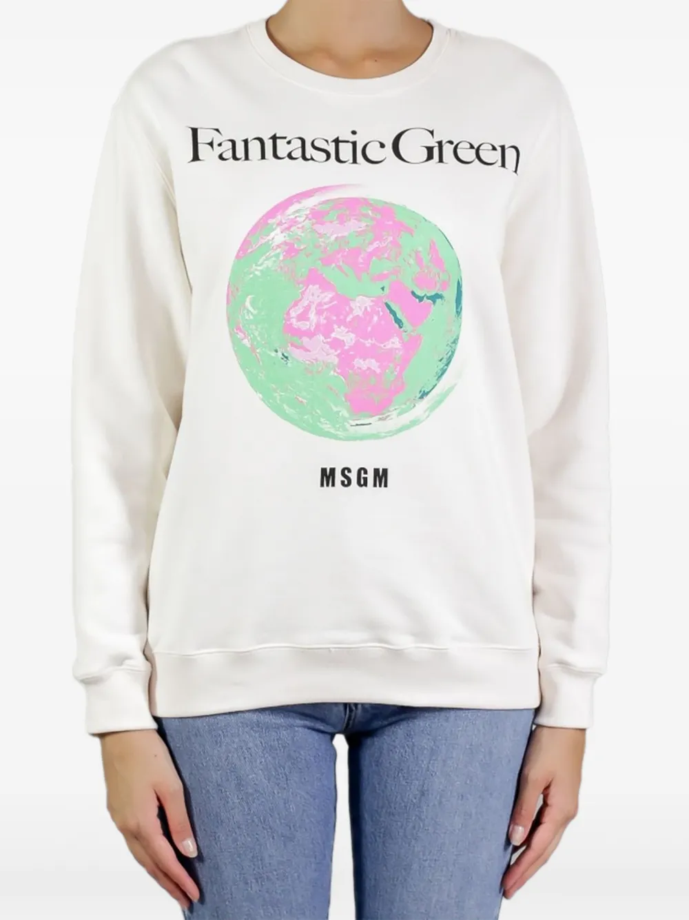 MSGM globe-print sweatshirt Beige