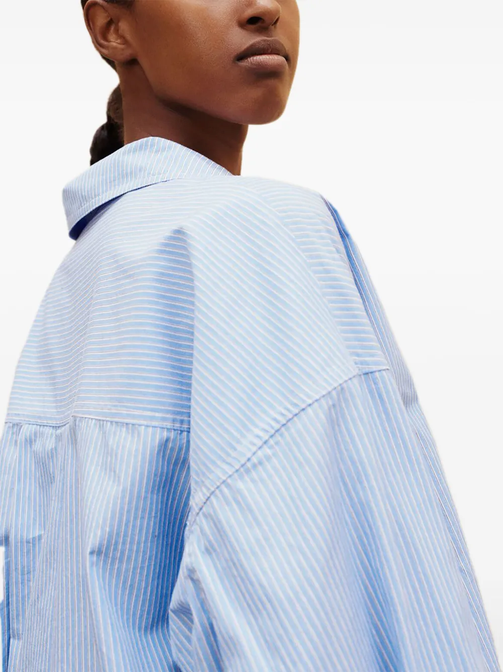 SAMSOE Arielle striped cotton shirt Blauw