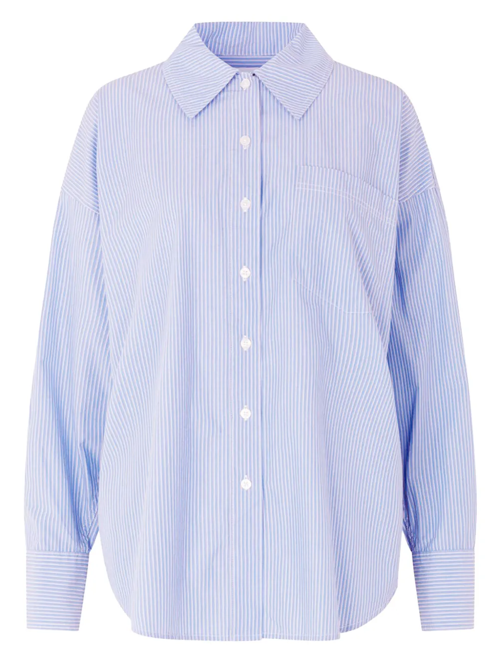 SAMSOE Arielle striped cotton shirt Blauw