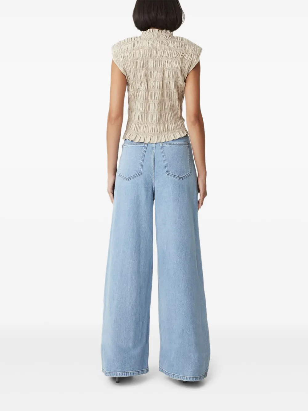 Gestuz smocked-panel sleeveless top Beige