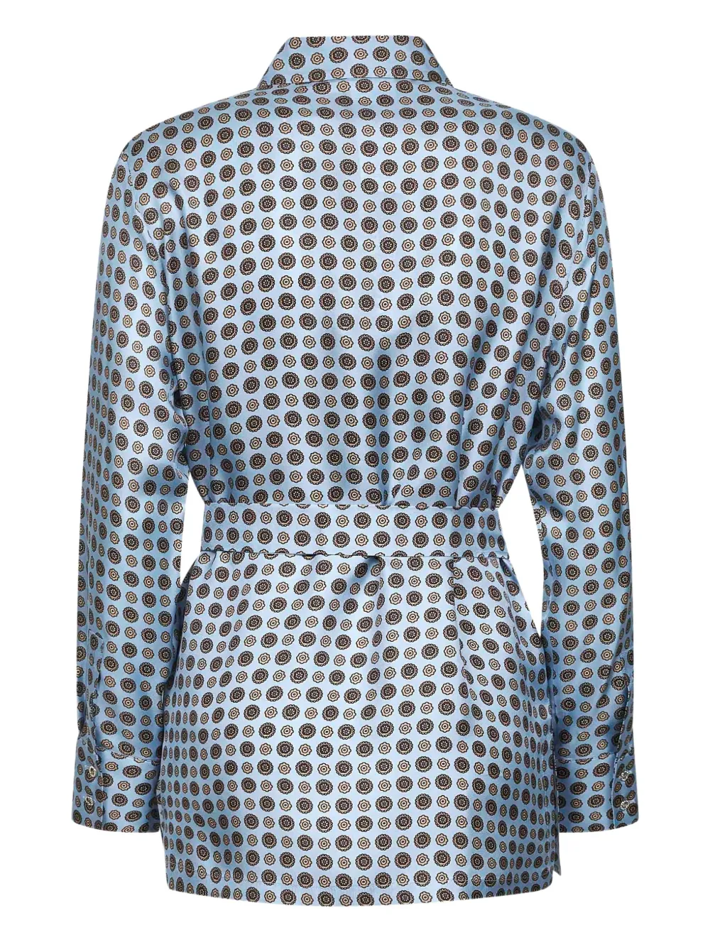 Max Mara Blouse met geometrische print en gestrikte ceintuur Blauw